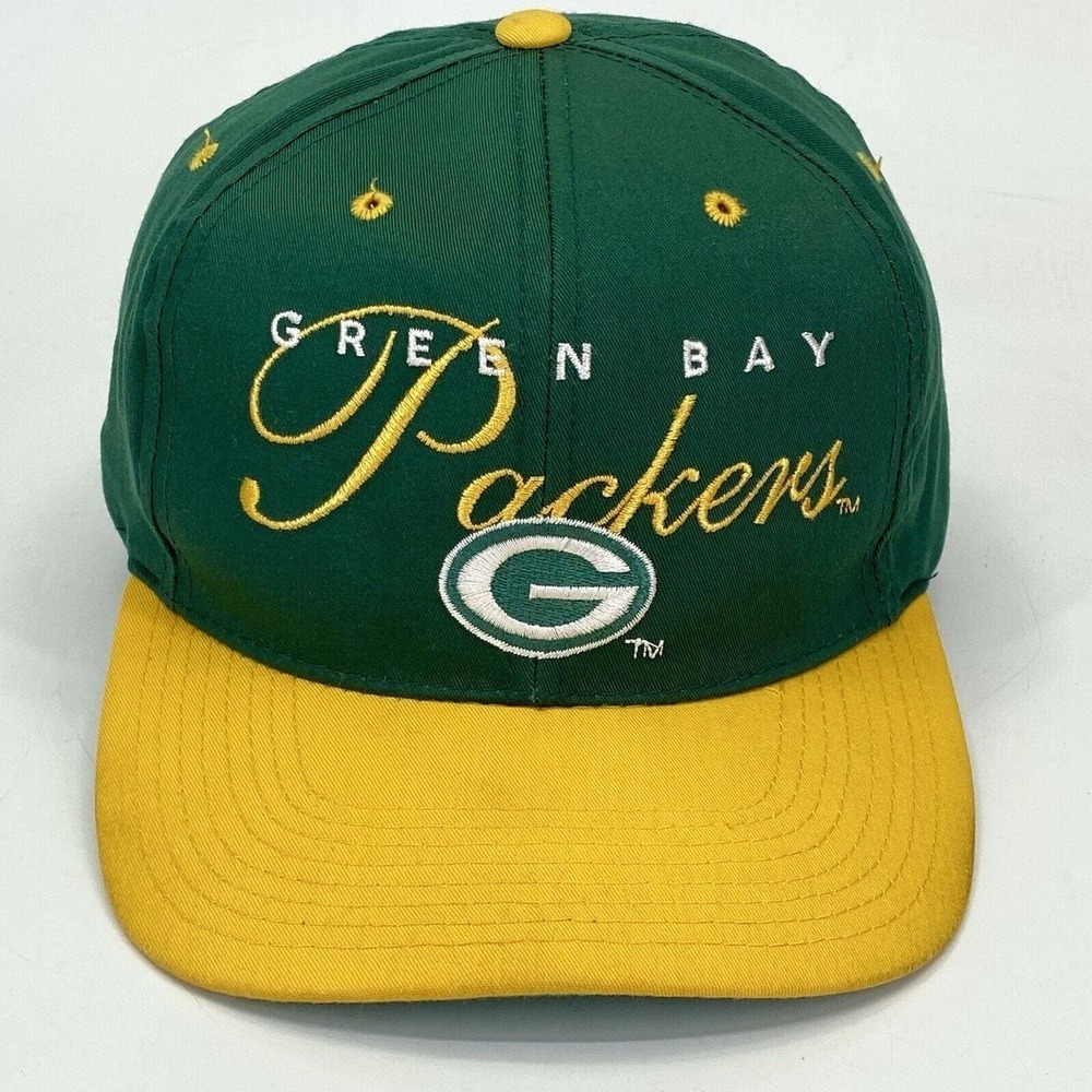 Vintage Green Bay Packers Drew Pearson Snapback Hat‎ Script Spell Out Logo